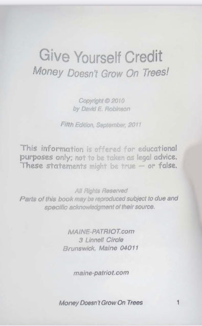 Give Yourself Credit Money Doesn't Grow on Trees