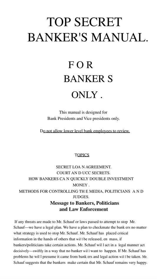 The Top Banker's Manual