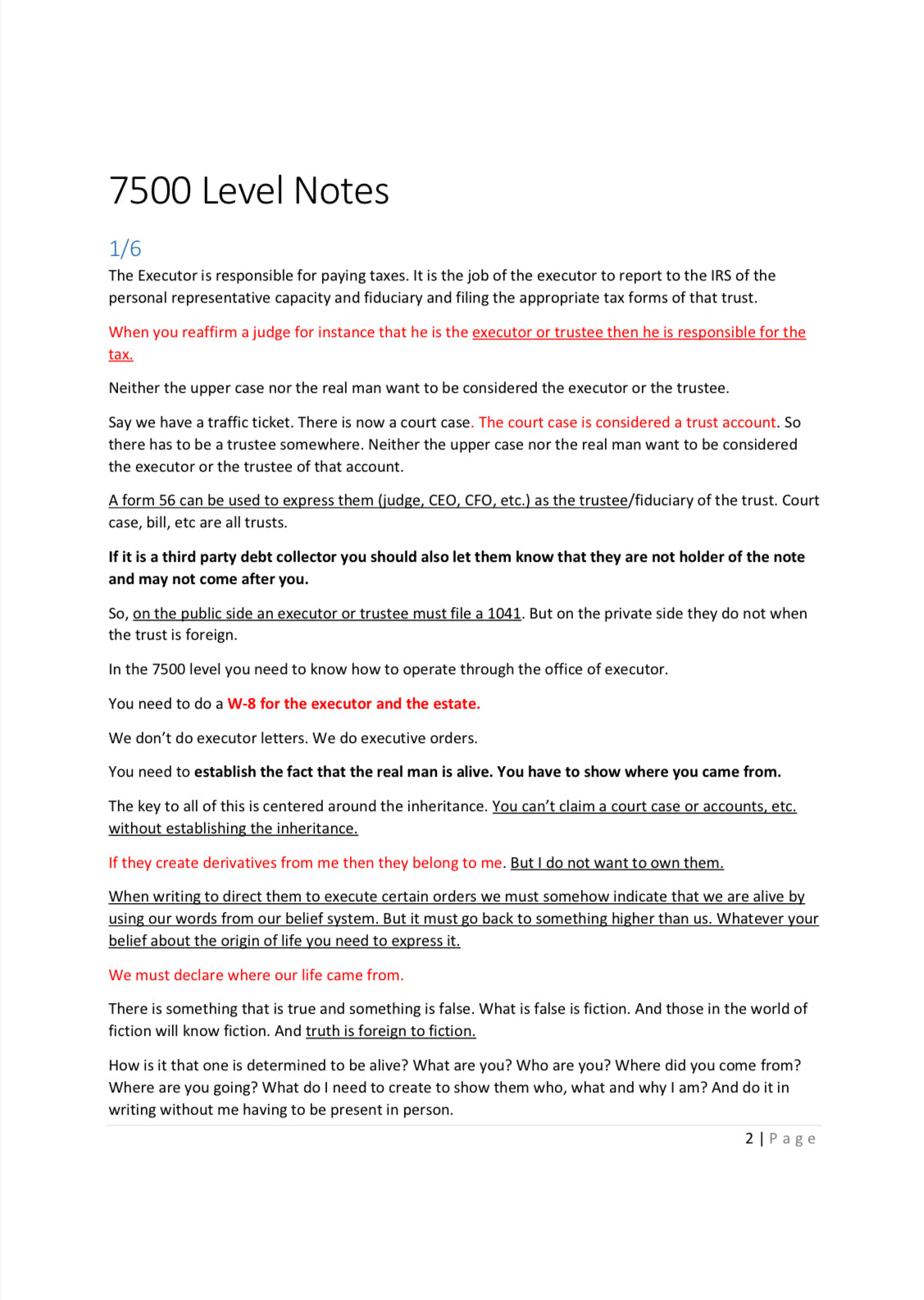 7500 Level Notes