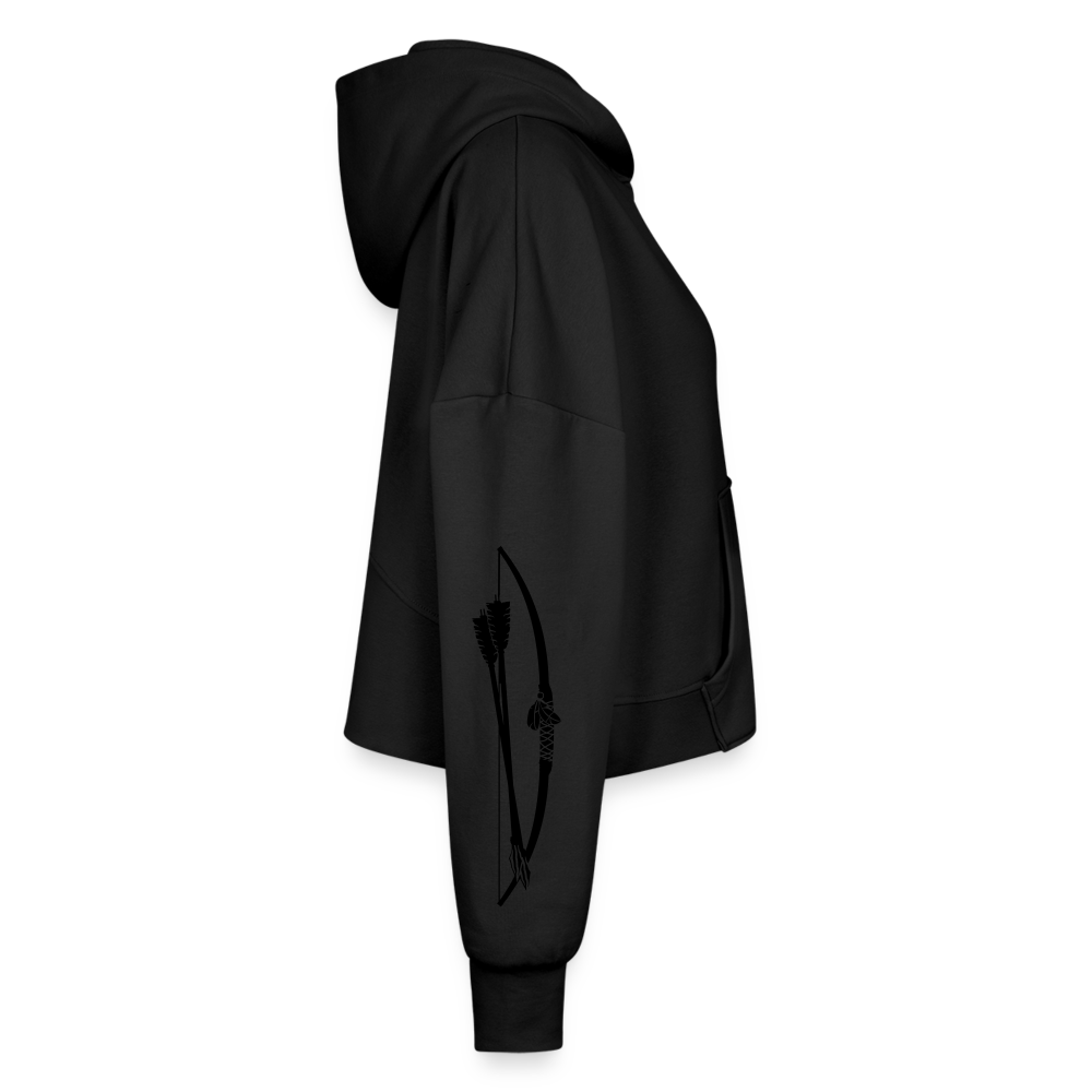 Women’s Cropped Hoodie & Jogger Short Set - black