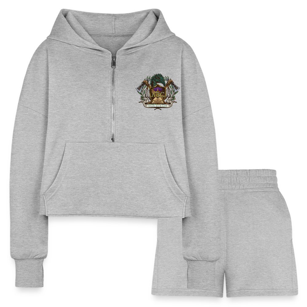 Women’s Cropped Hoodie & Jogger Short Set - heather gray