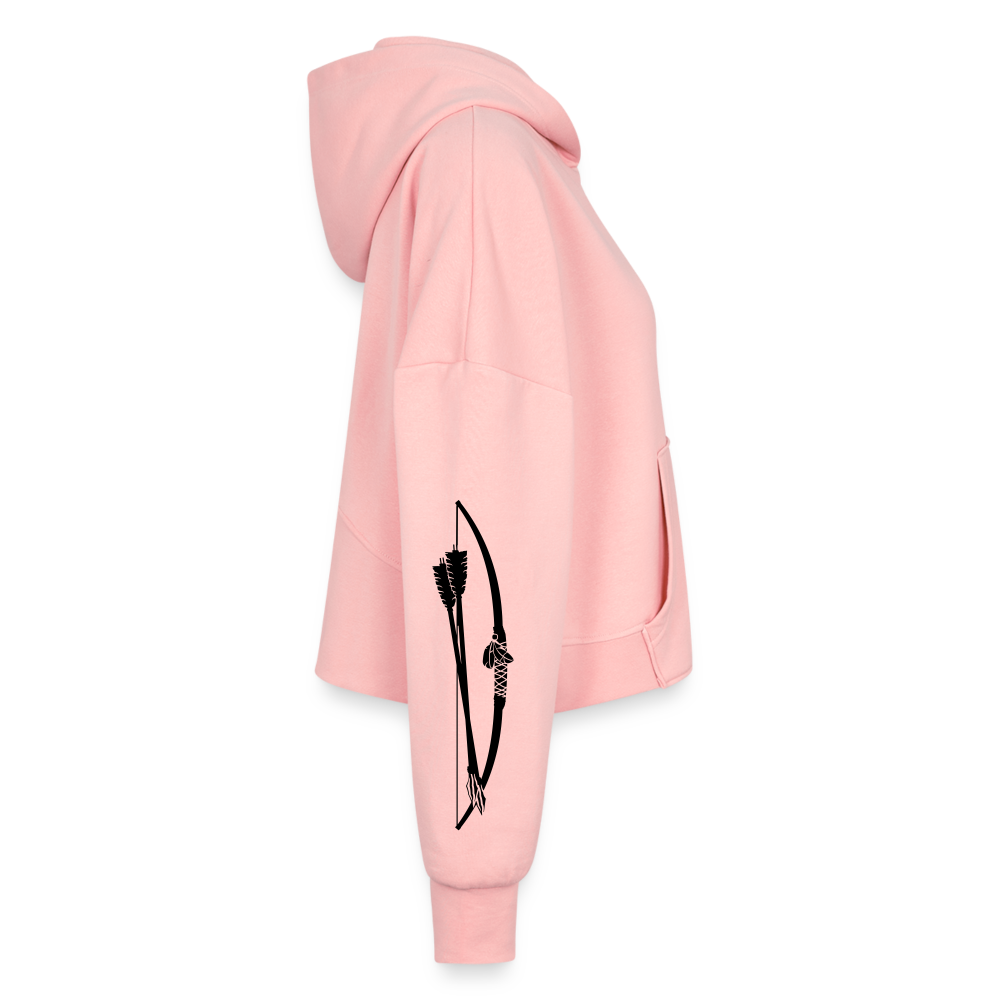 Women’s Cropped Hoodie & Jogger Short Set - light pink