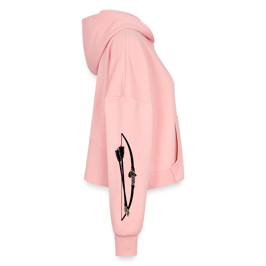 Women’s Cropped Hoodie & Jogger Short Set - light pink
